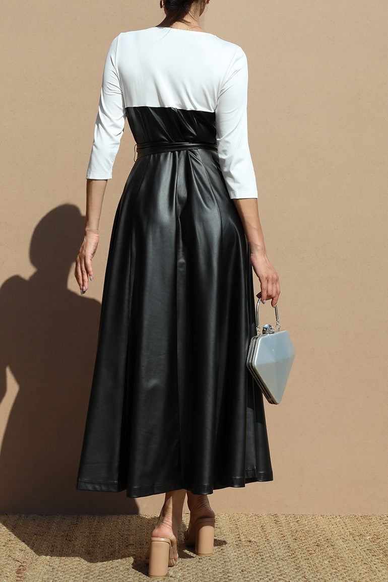 Women's Faux Leather Long Dress