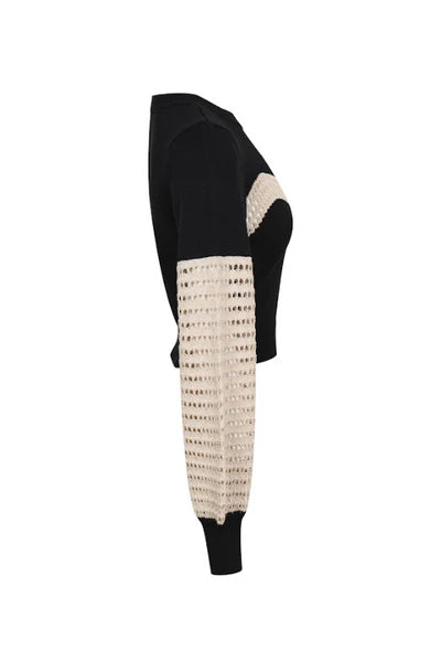 Mettalic Knit Contrast Top