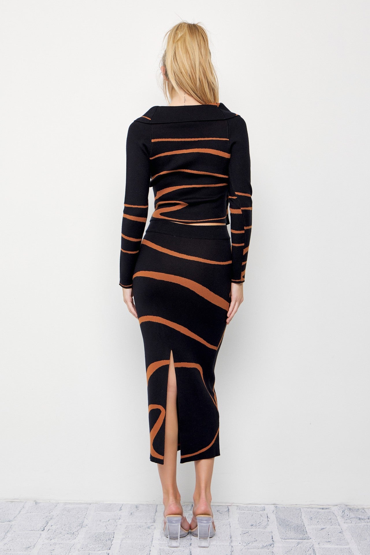 Women's Knit off the shoulder midi 2pc skirt set