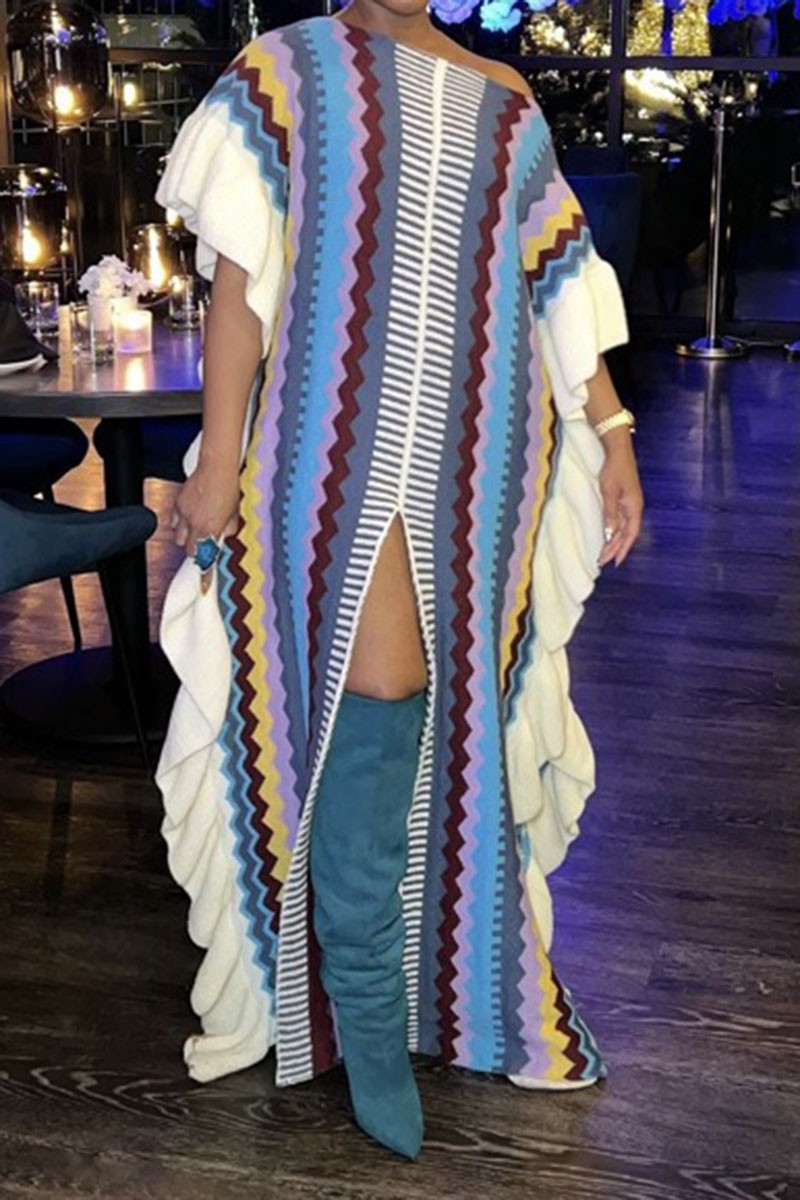 Ruffle Sweater Dress (Blue)