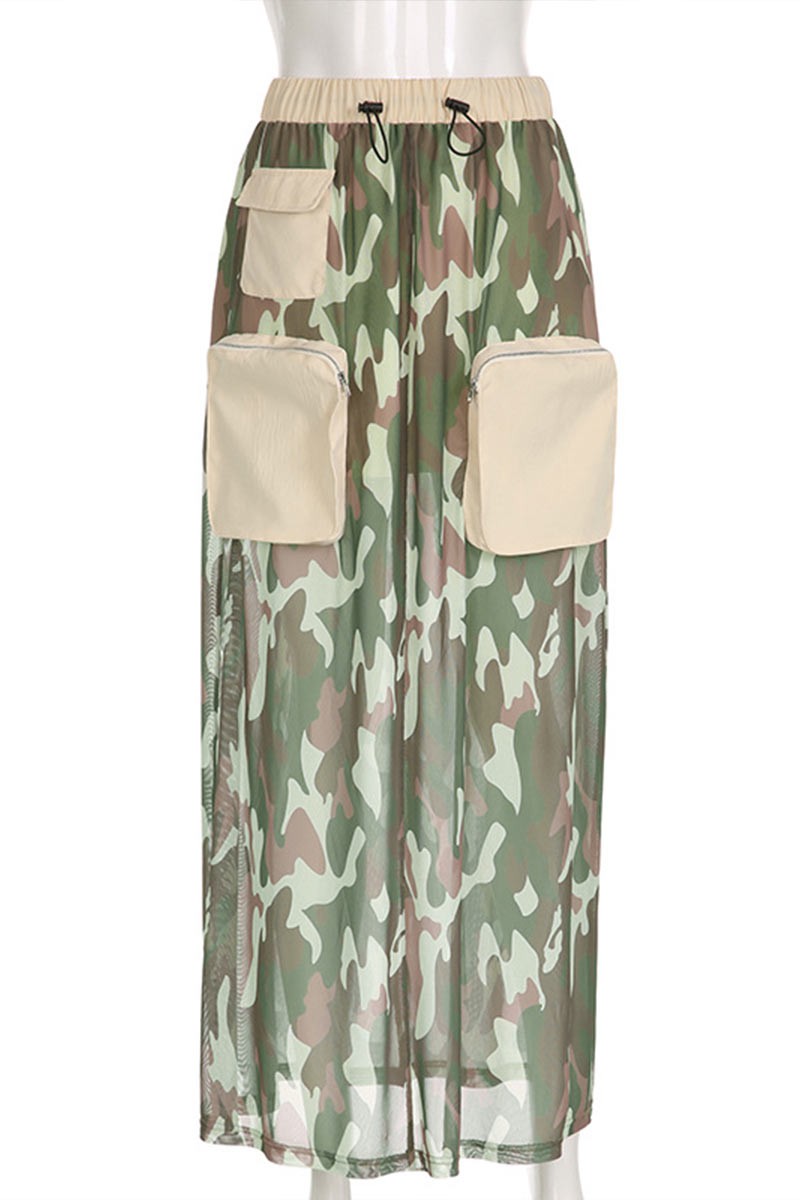 Women's Camo Mesh Long Skirt