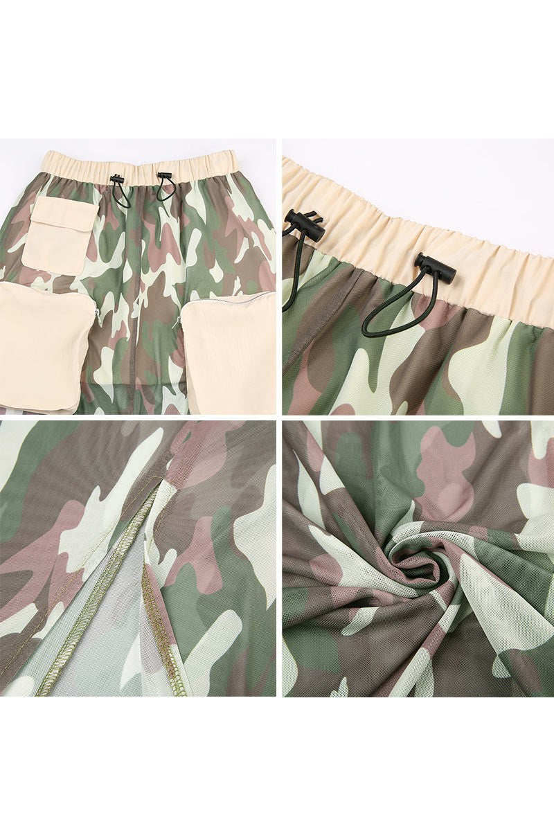 Women's Camo Mesh Long Skirt