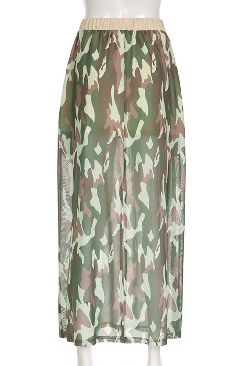 Women's Camo Mesh Long Skirt