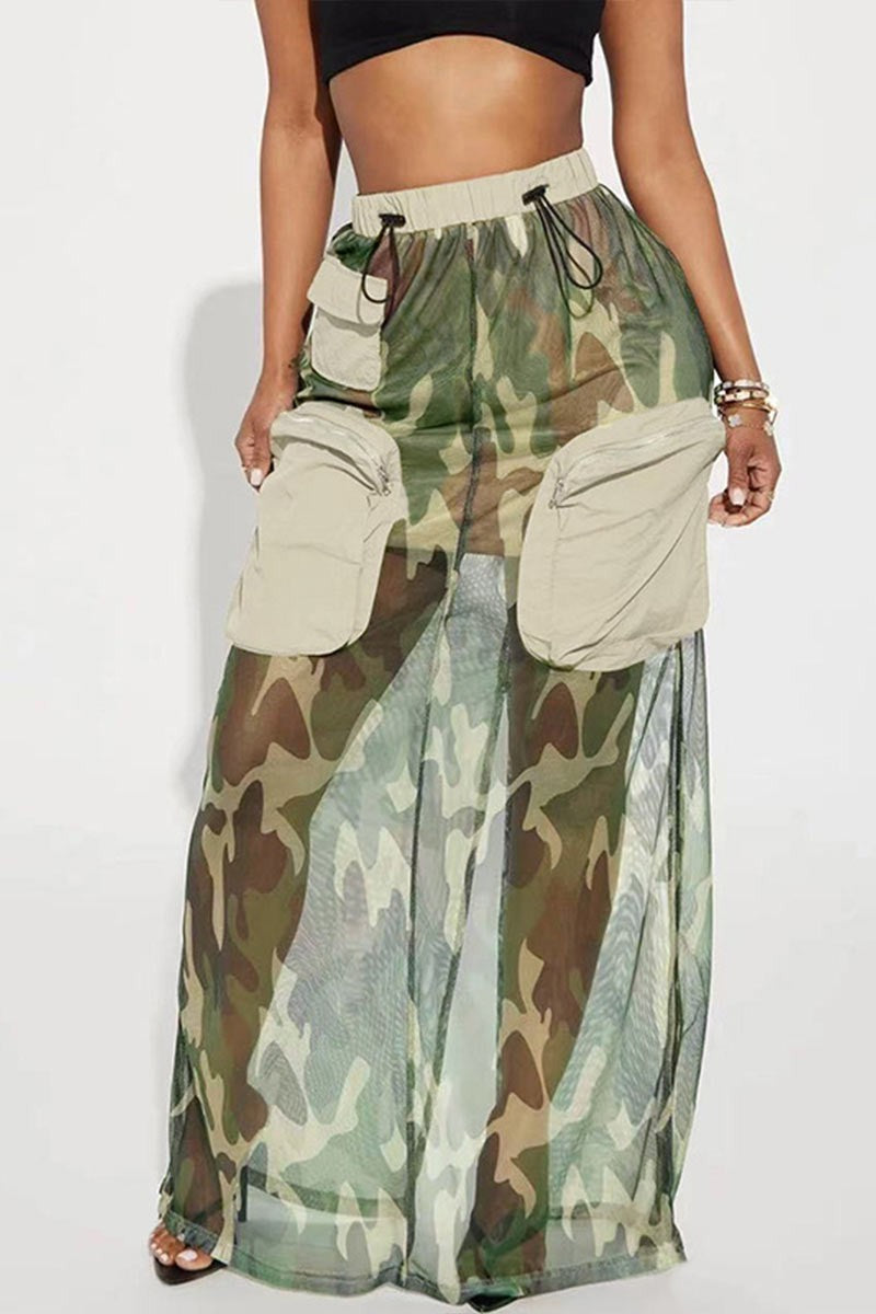 Women's Camo Mesh Long Skirt