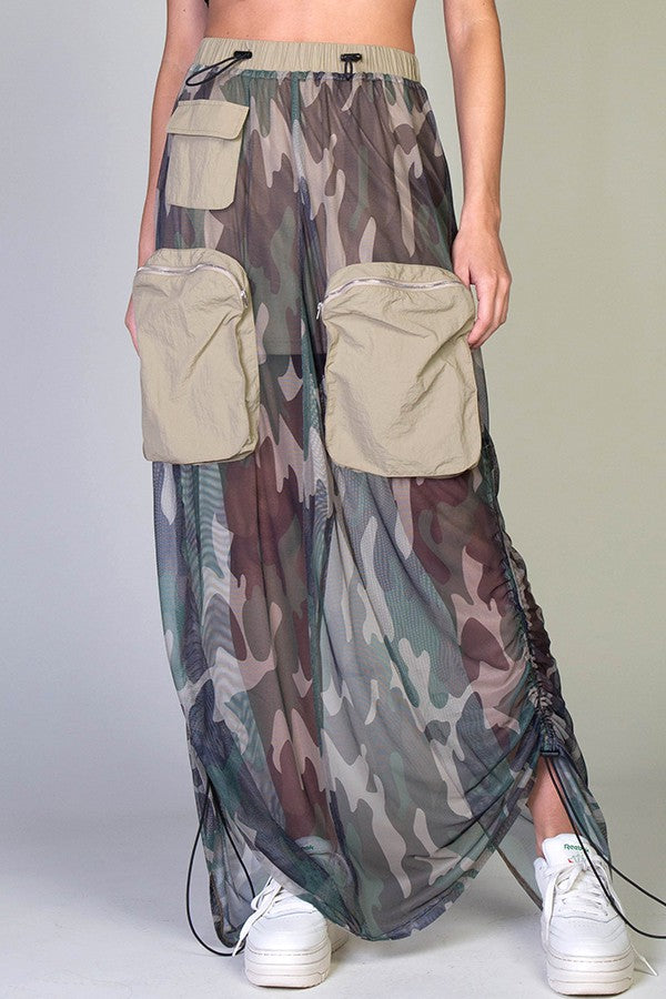 Women's Camo Mesh Long Skirt