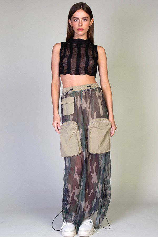 Women's Camo Mesh Long Skirt