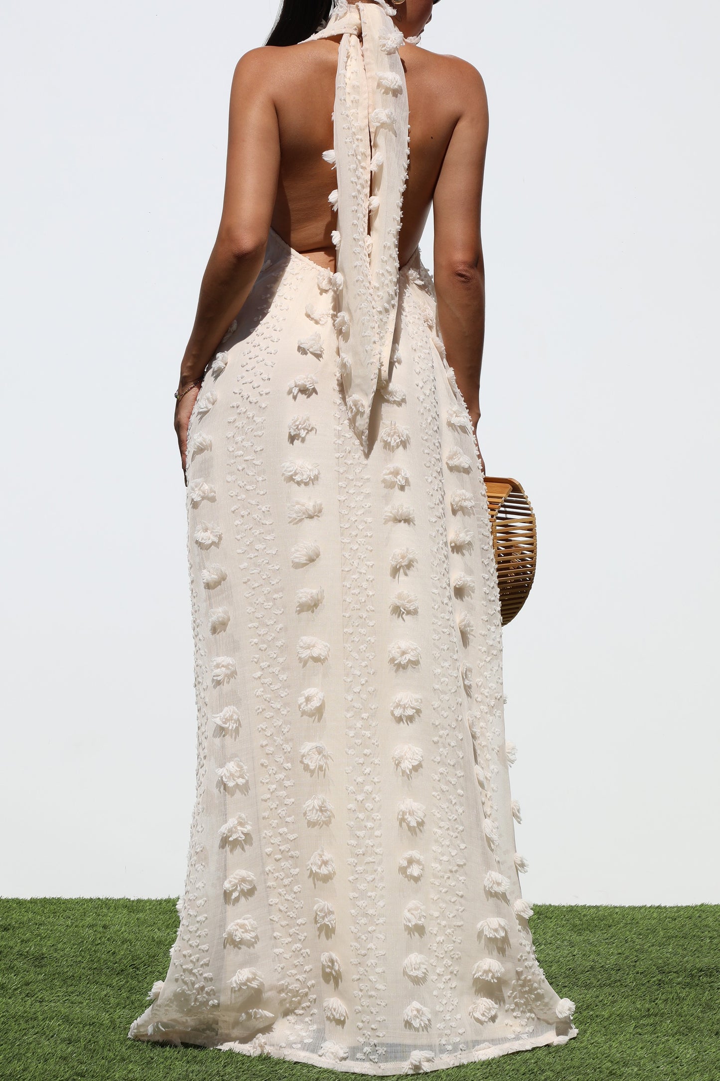 Cream Halter Maxi Dress