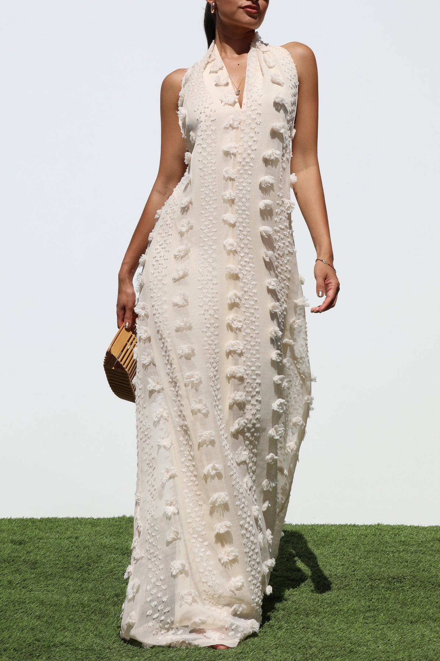 Cream Halter Maxi Dress