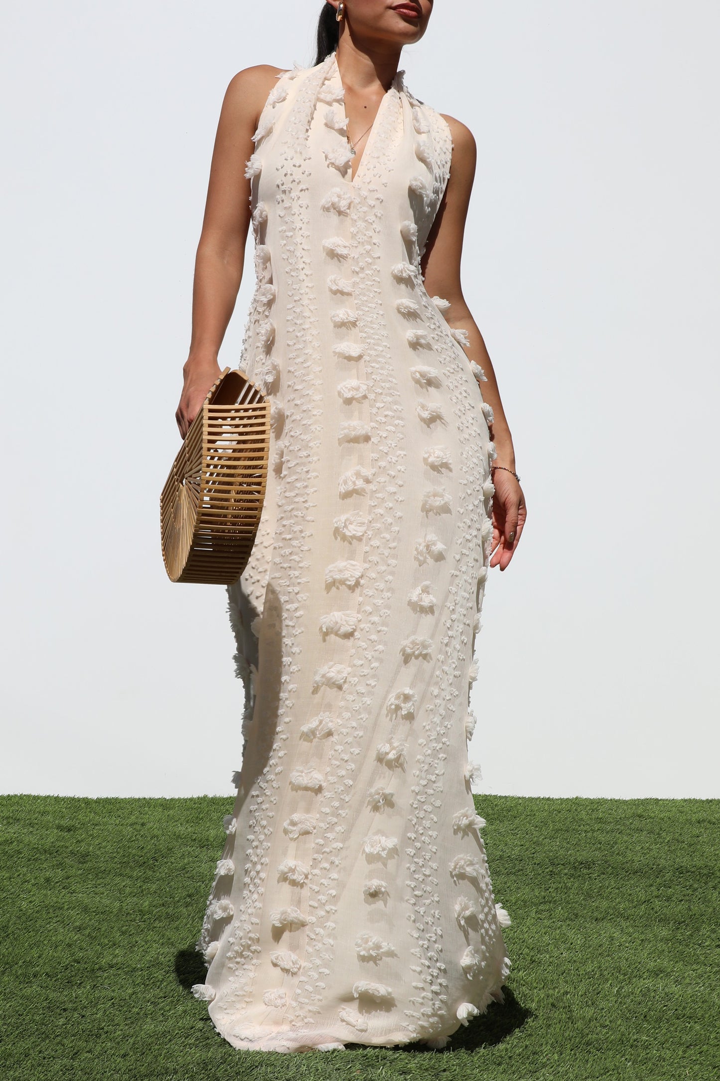 Cream Halter Maxi Dress