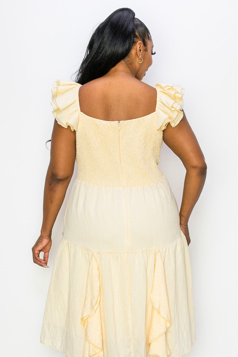 Cream ruffle plus size dress