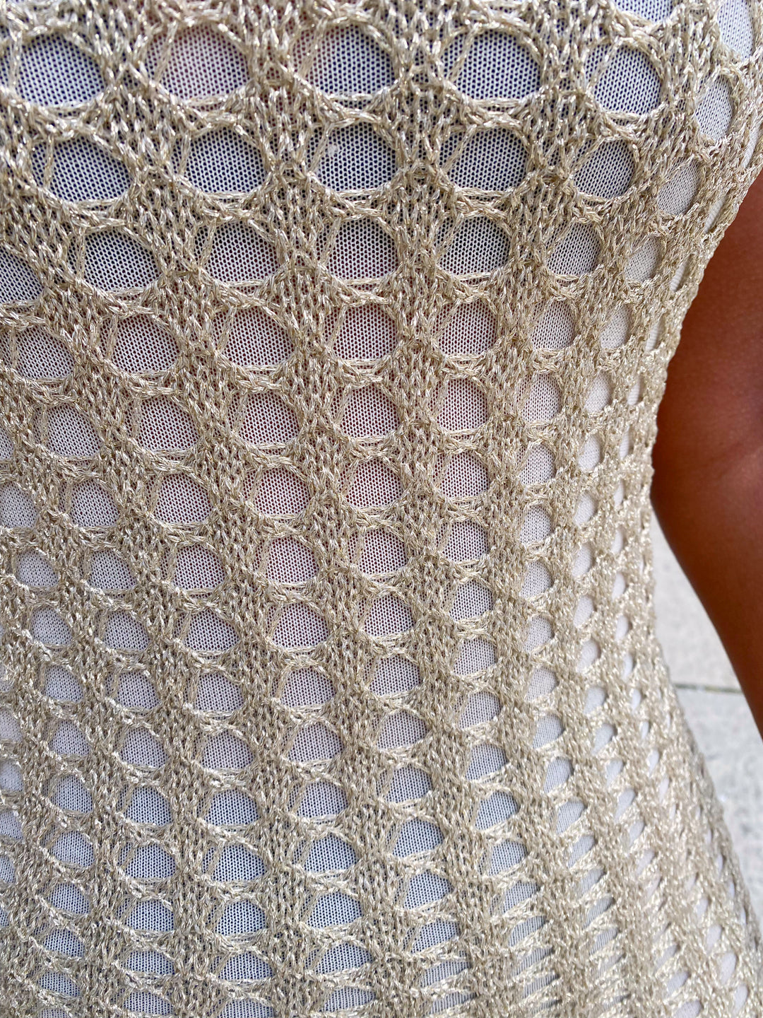 Women's Metallic net midi tank dress