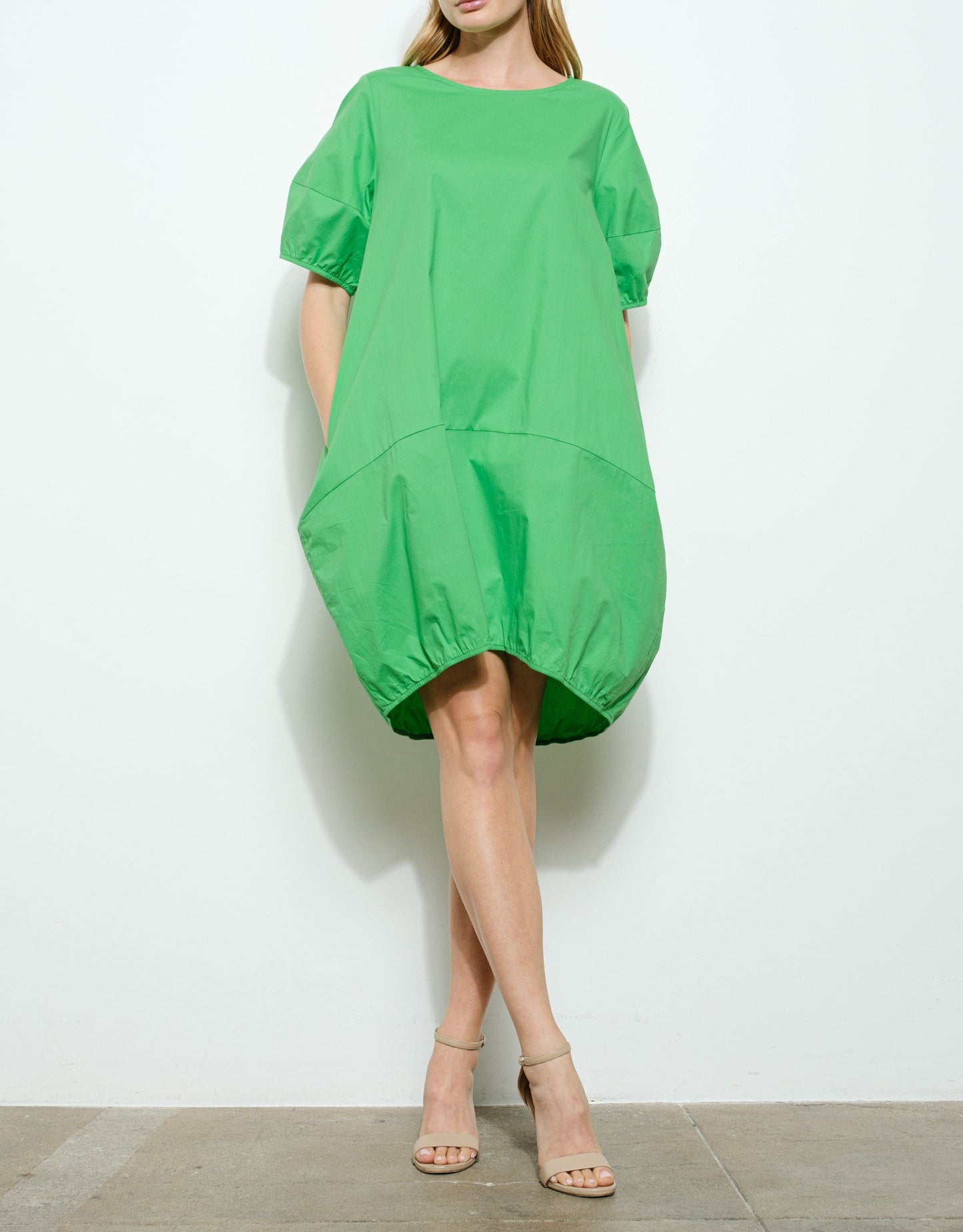 Green Bubble Hem Mini Dress