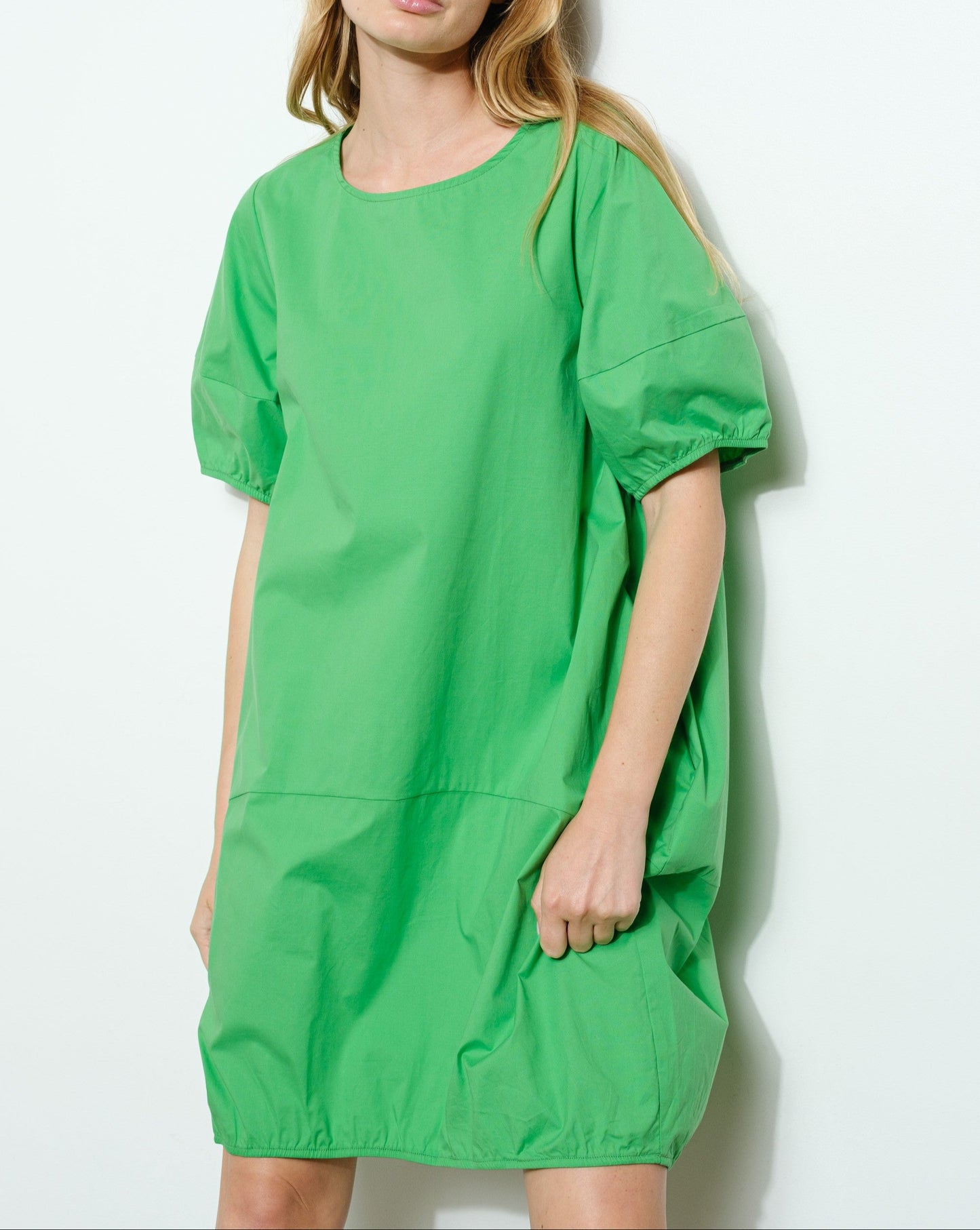 Green Bubble Hem Mini Dress