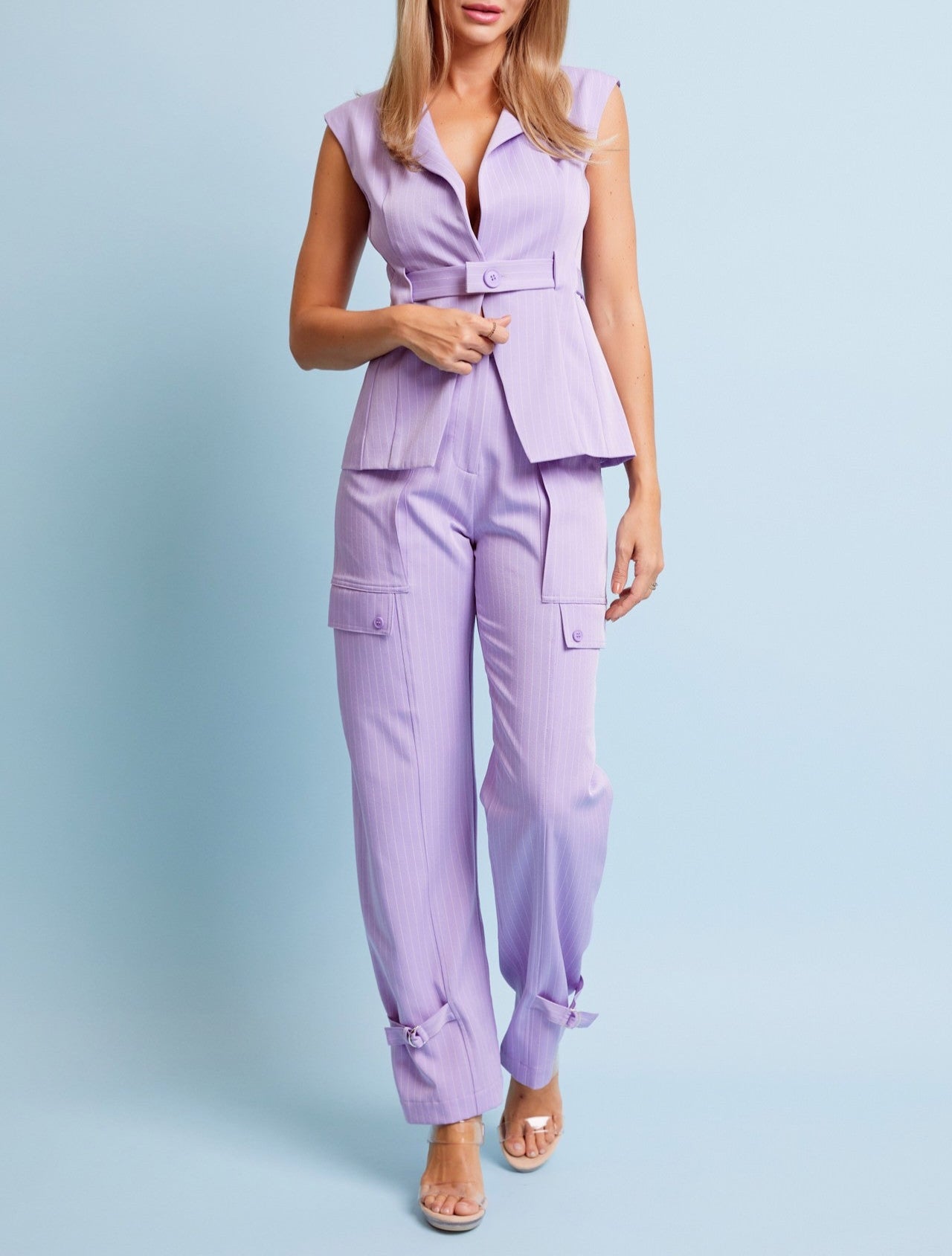 Women's Lavender 2pc vest and pants set