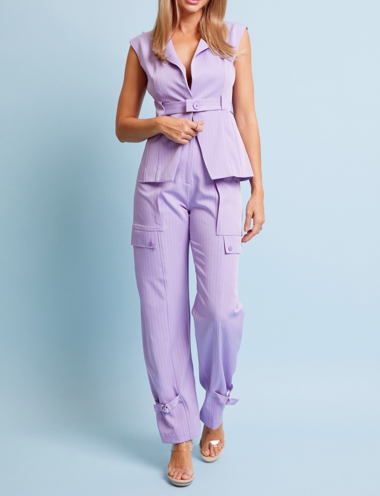 Women's Lavender 2pc vest and pants set