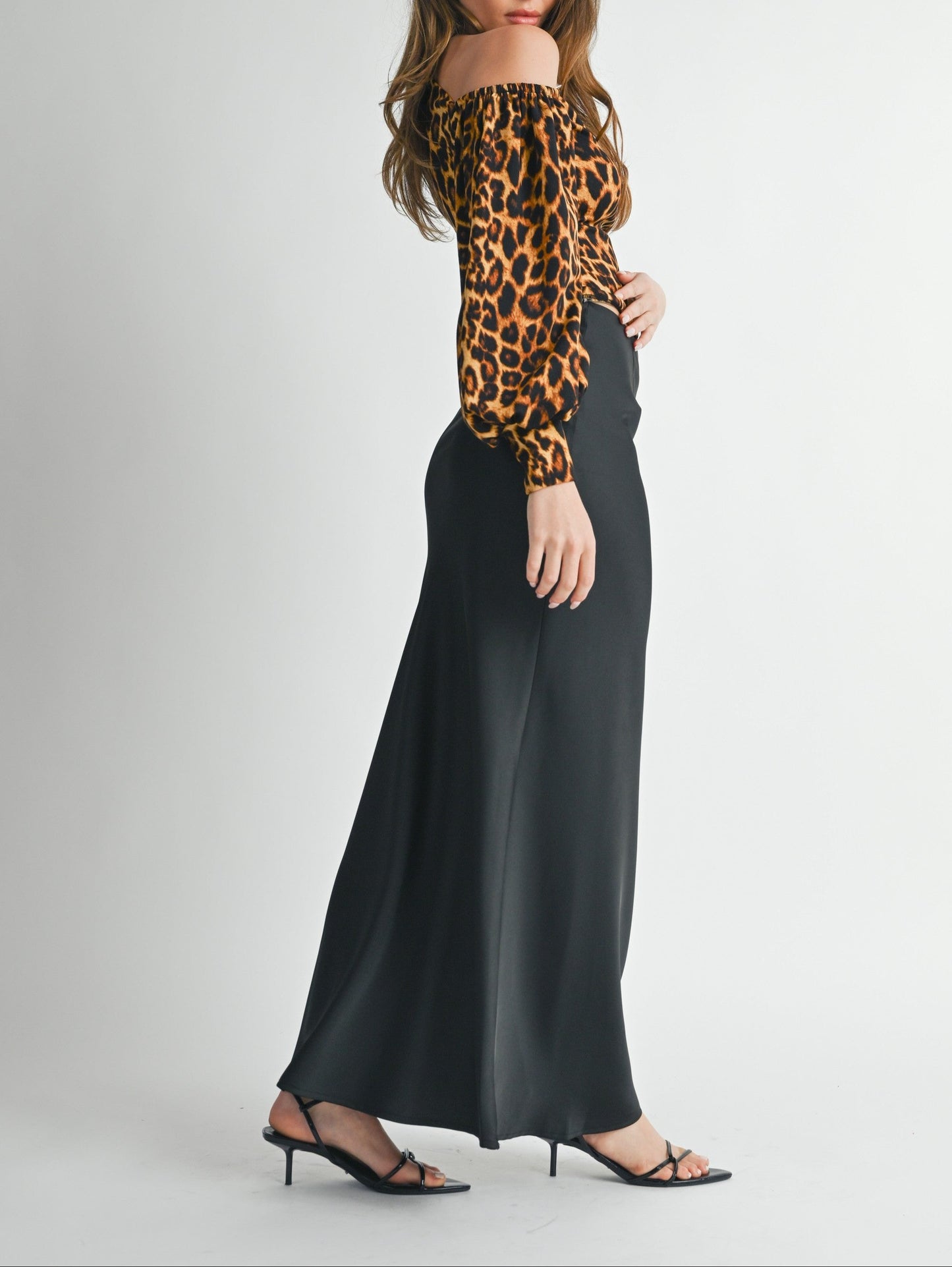 Women's leopard print one shoulder top