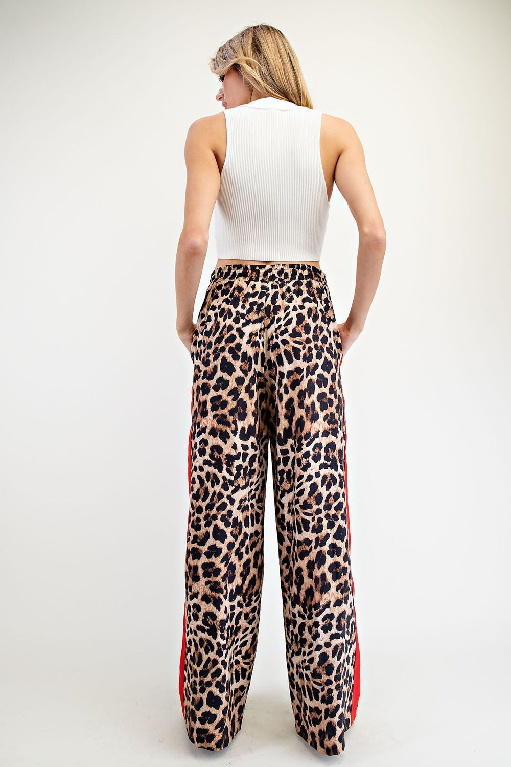 Women's Leopard printed stripe pants