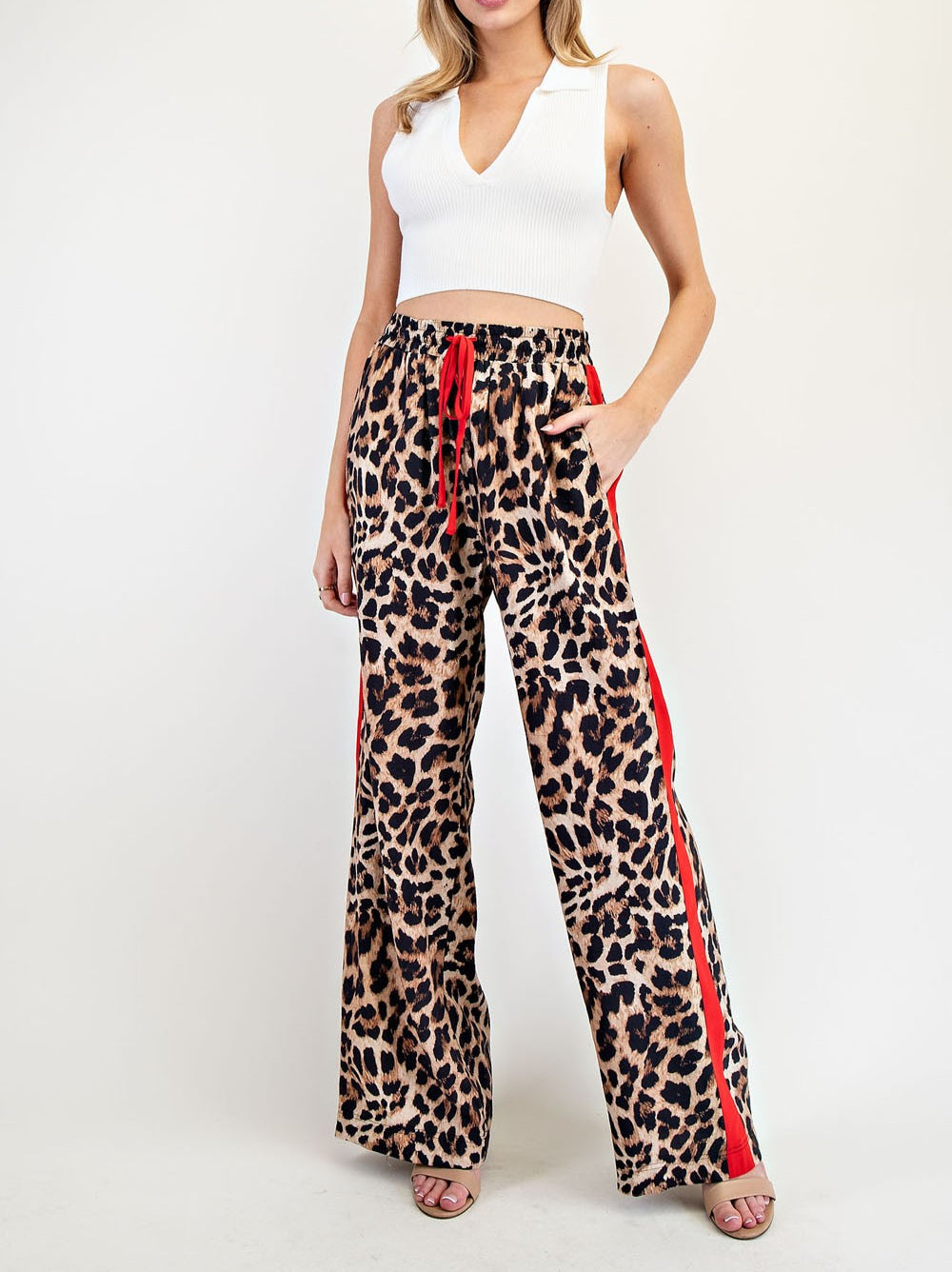 Women's Leopard printed stripe pants