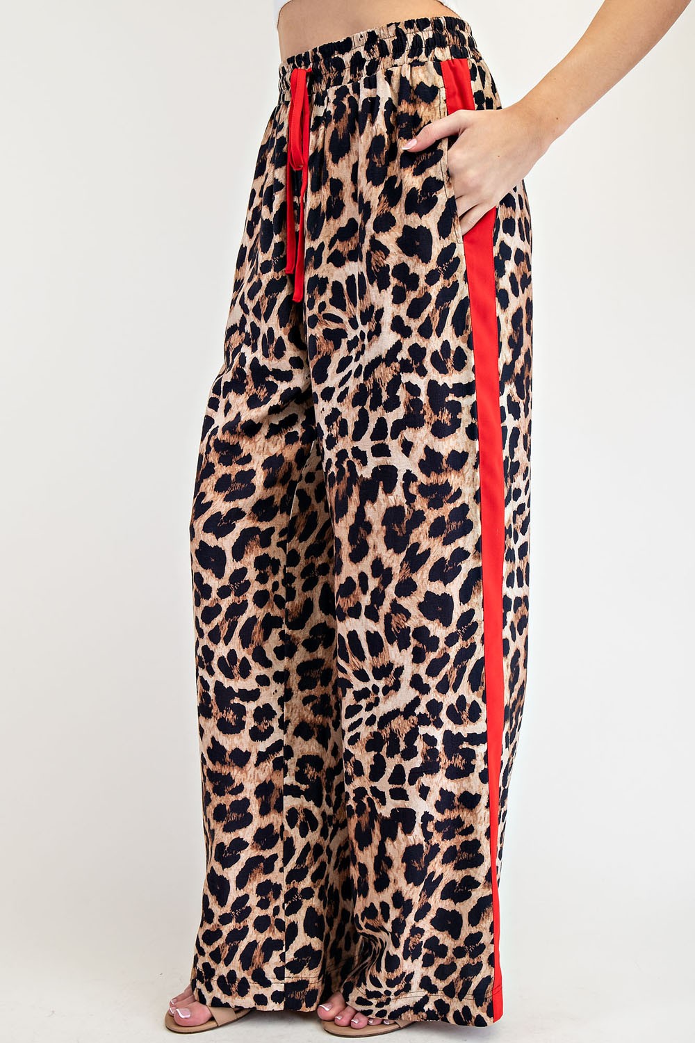 Women's Leopard printed stripe pants