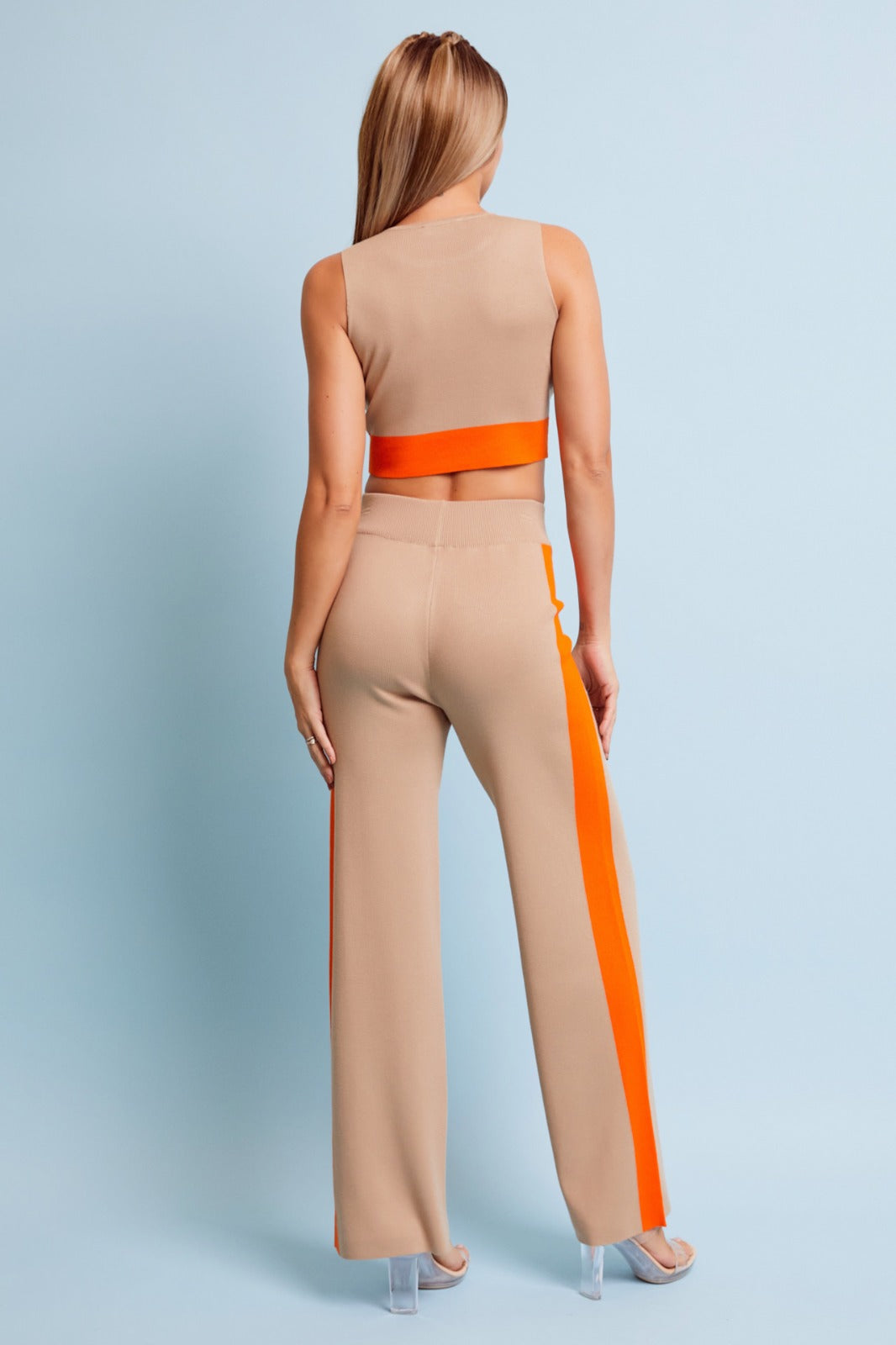Women's Sleeveless Color block 2pc Pant set