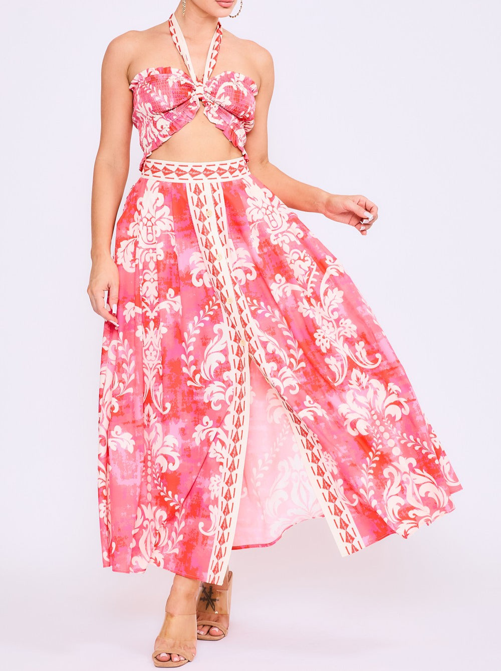 Red Skirt Set with matching bandeau top