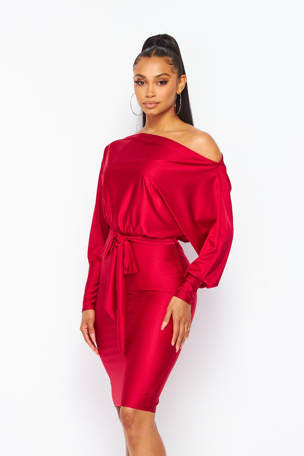 Women's red off the shoulder dress