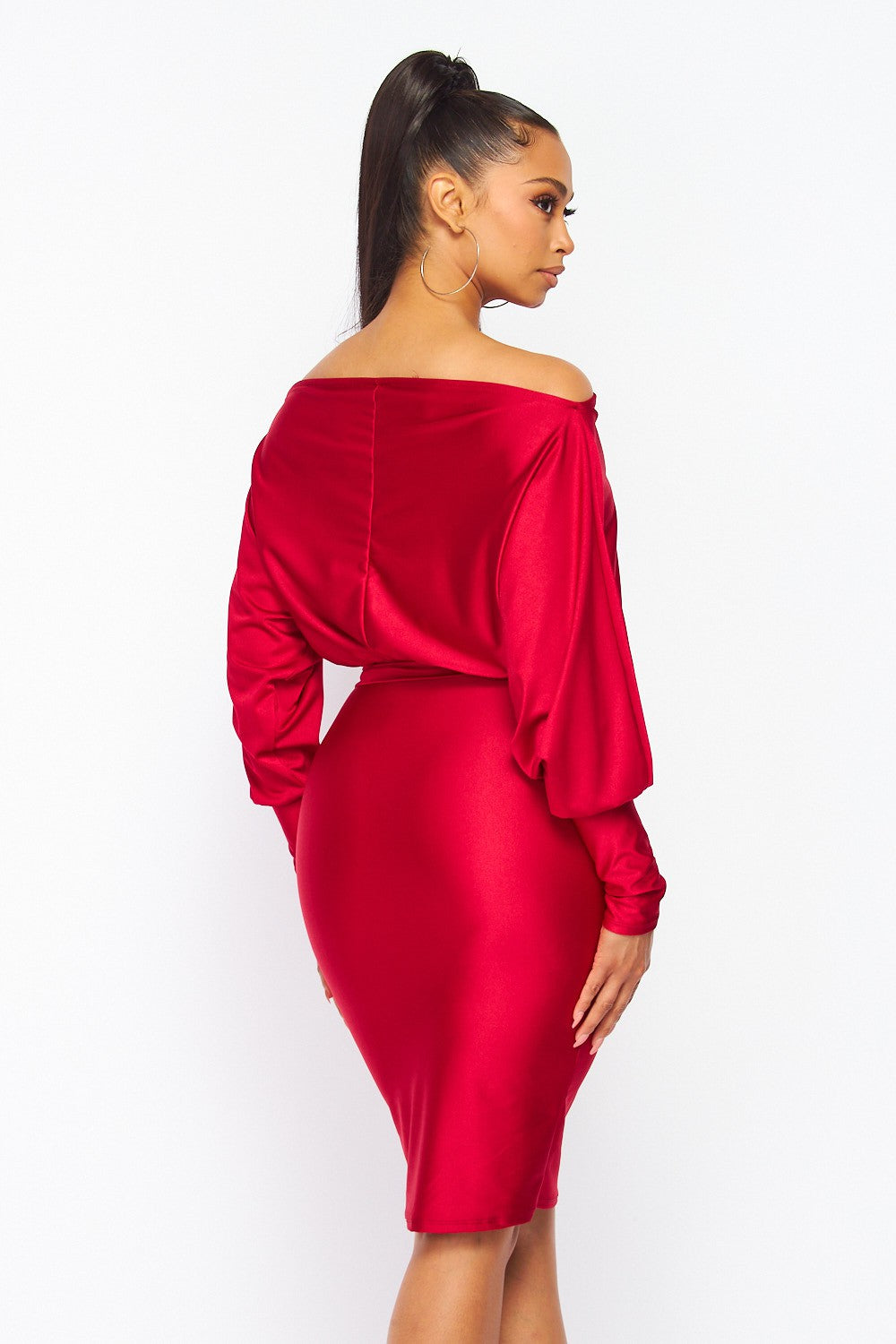 Women's red off the shoulder dress