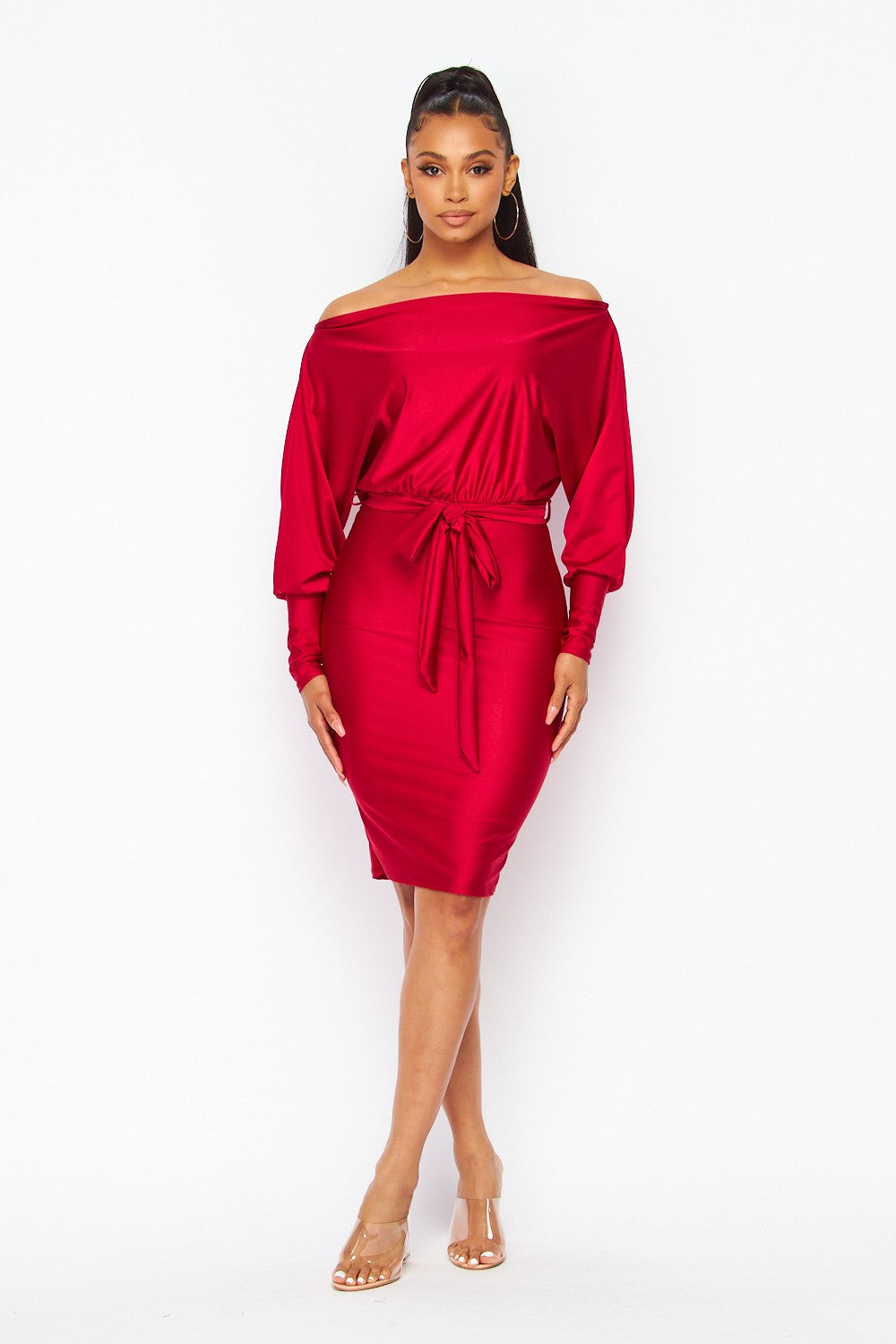 Women's red off the shoulder dress