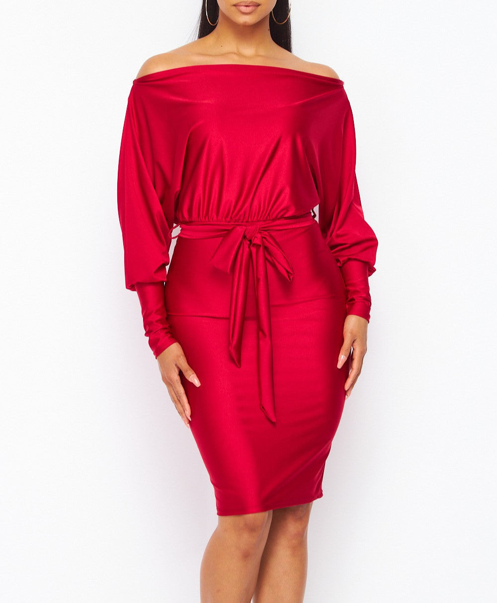 Women's red off the shoulder dress