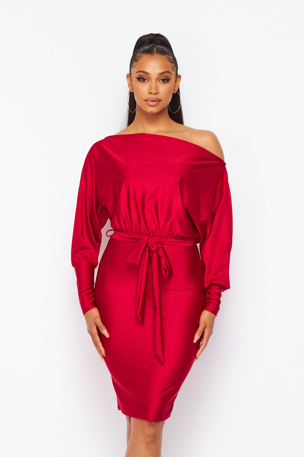 Women's red off the shoulder dress