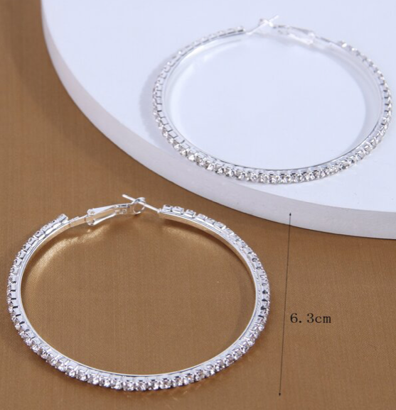 Women's Rhinestone Hoop Earrings (silver)