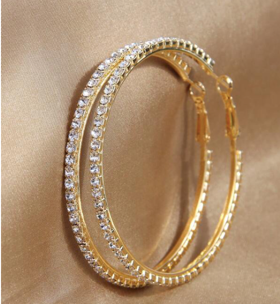 Women's Rhinestone Hoop Earrings (gold)