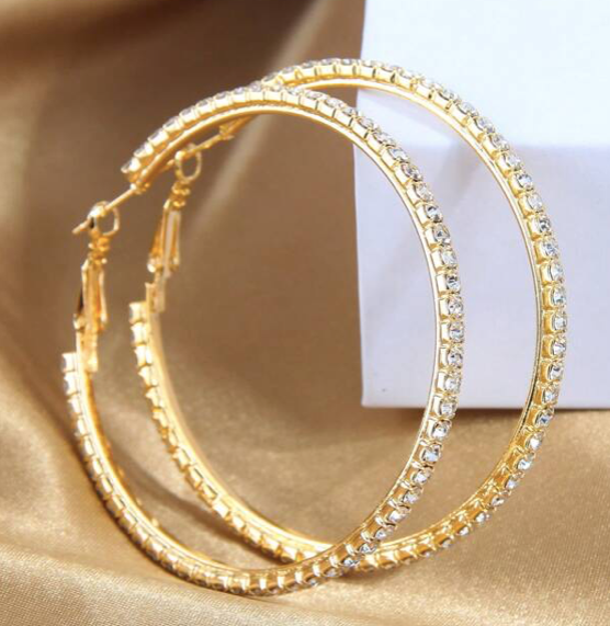 Women's Rhinestone Hoop Earrings (gold)