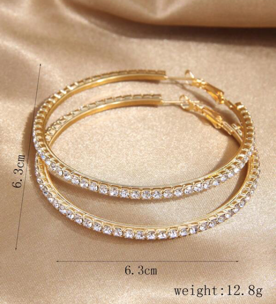 Women's Rhinestone Hoop Earrings (gold)