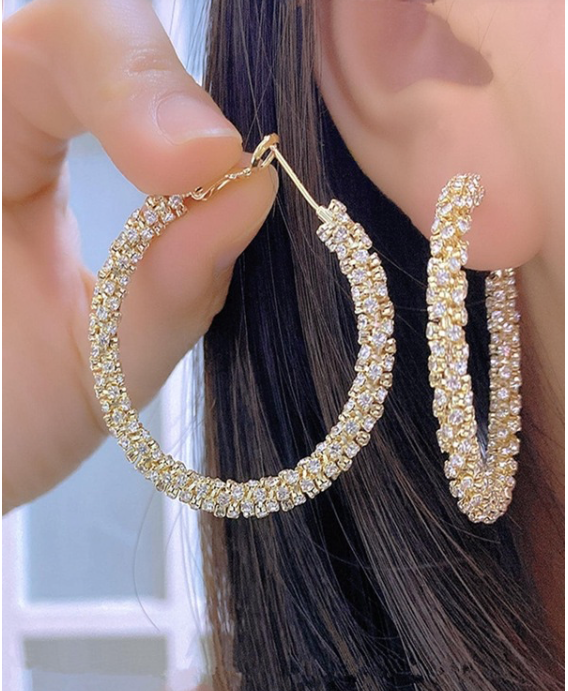 Women's Rhinestone Circle Hoop Earrings