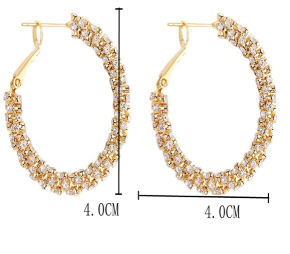 Women's Rhinestone Circle Hoop Earrings