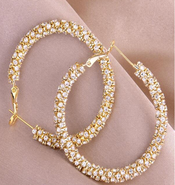 Women's Rhinestone Circle Hoop Earrings