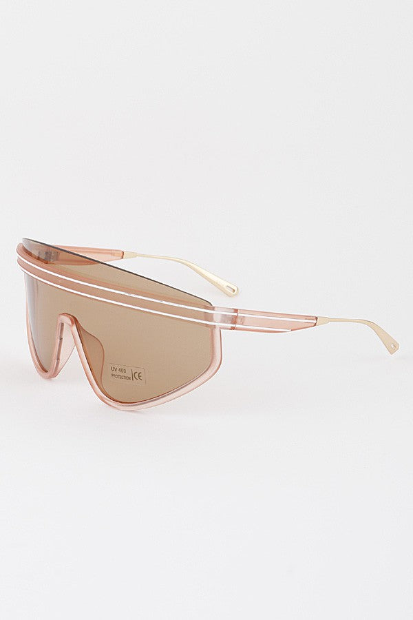 Stripe band shield sunglasses