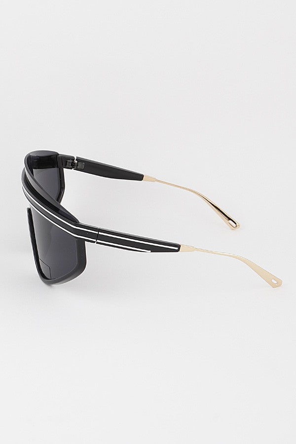 Stripe band shield sunglasses