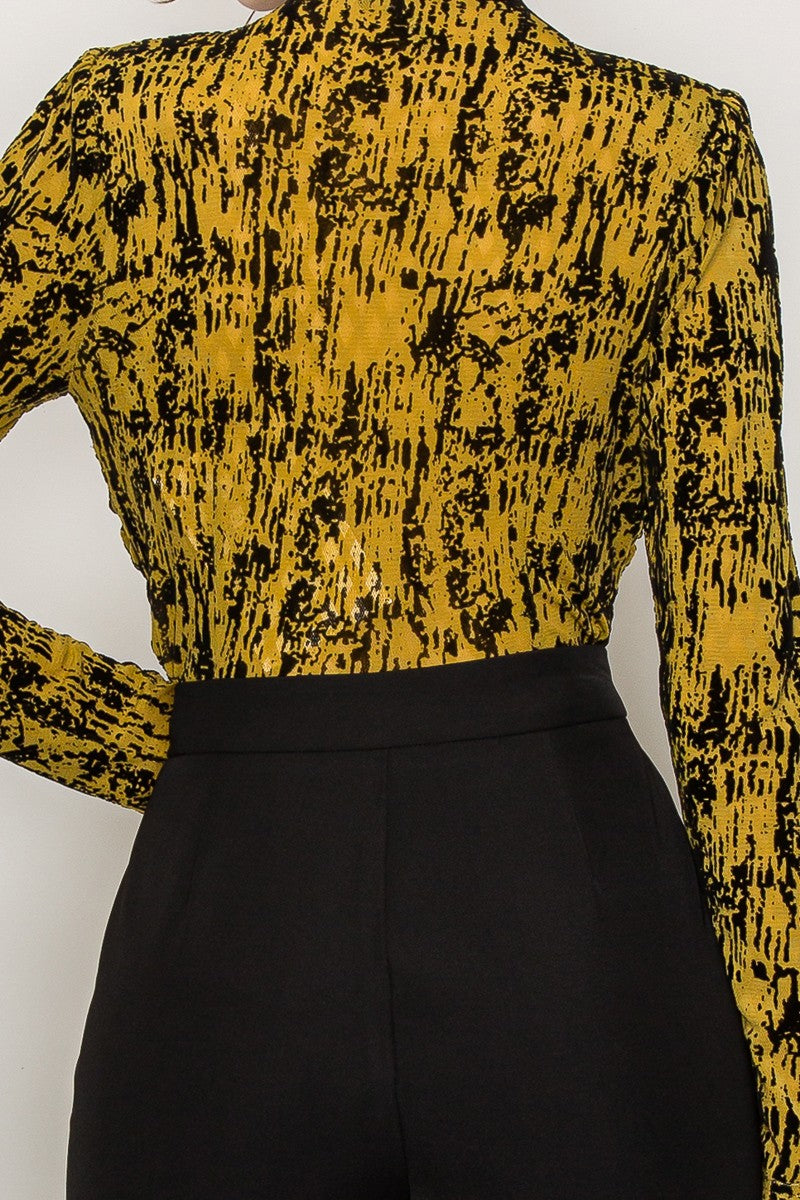 Women's long sleeve abstract print top