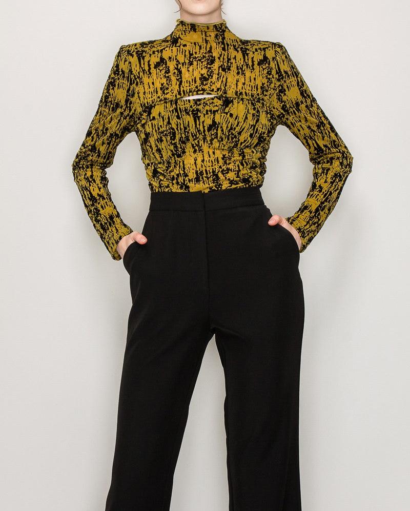 Women's long sleeve abstract print top