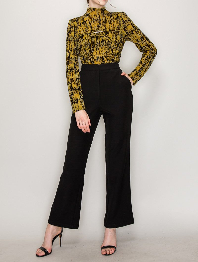 Women's long sleeve abstract print top