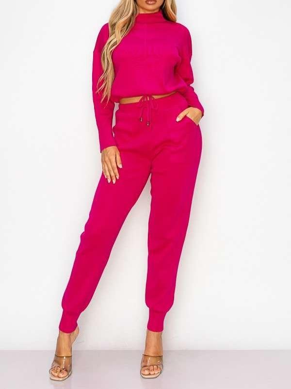 Knit Jogger 2pc set (fuchsia)