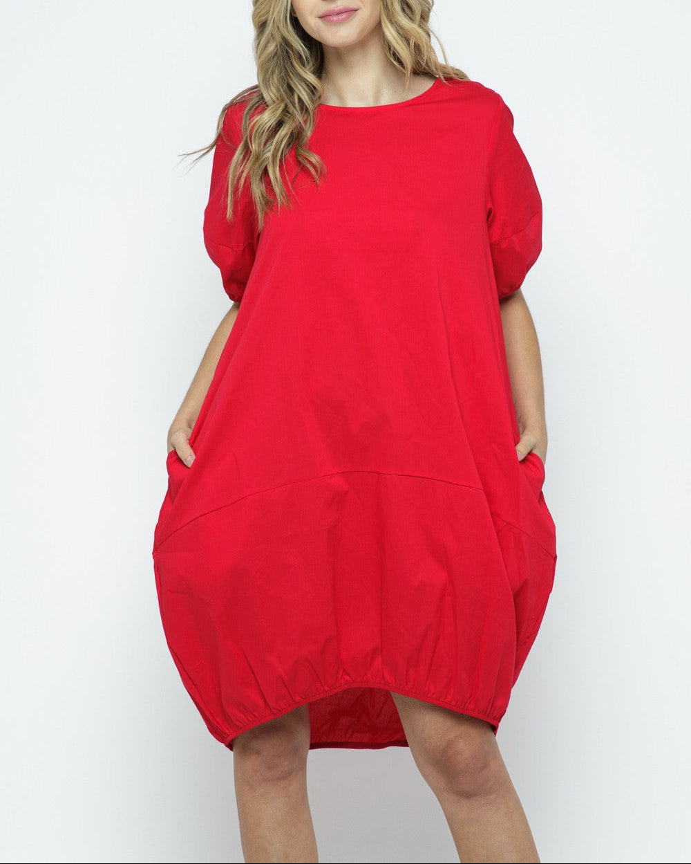 Red Bubble Hem Mini Dress