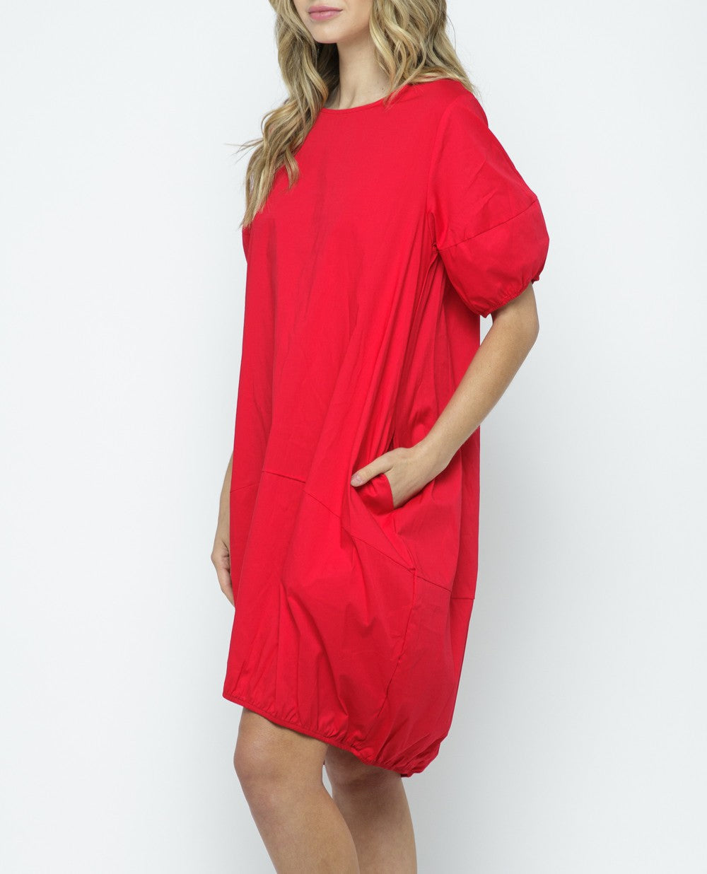 Red Bubble Hem Mini Dress
