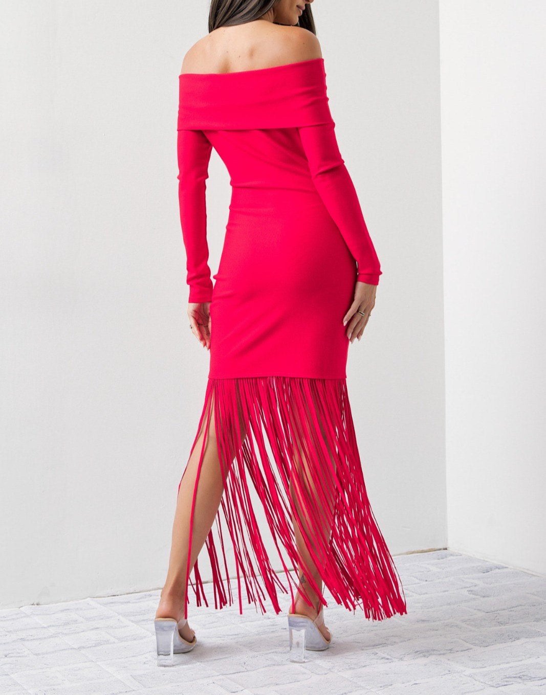 Women's Red Fringe Dress