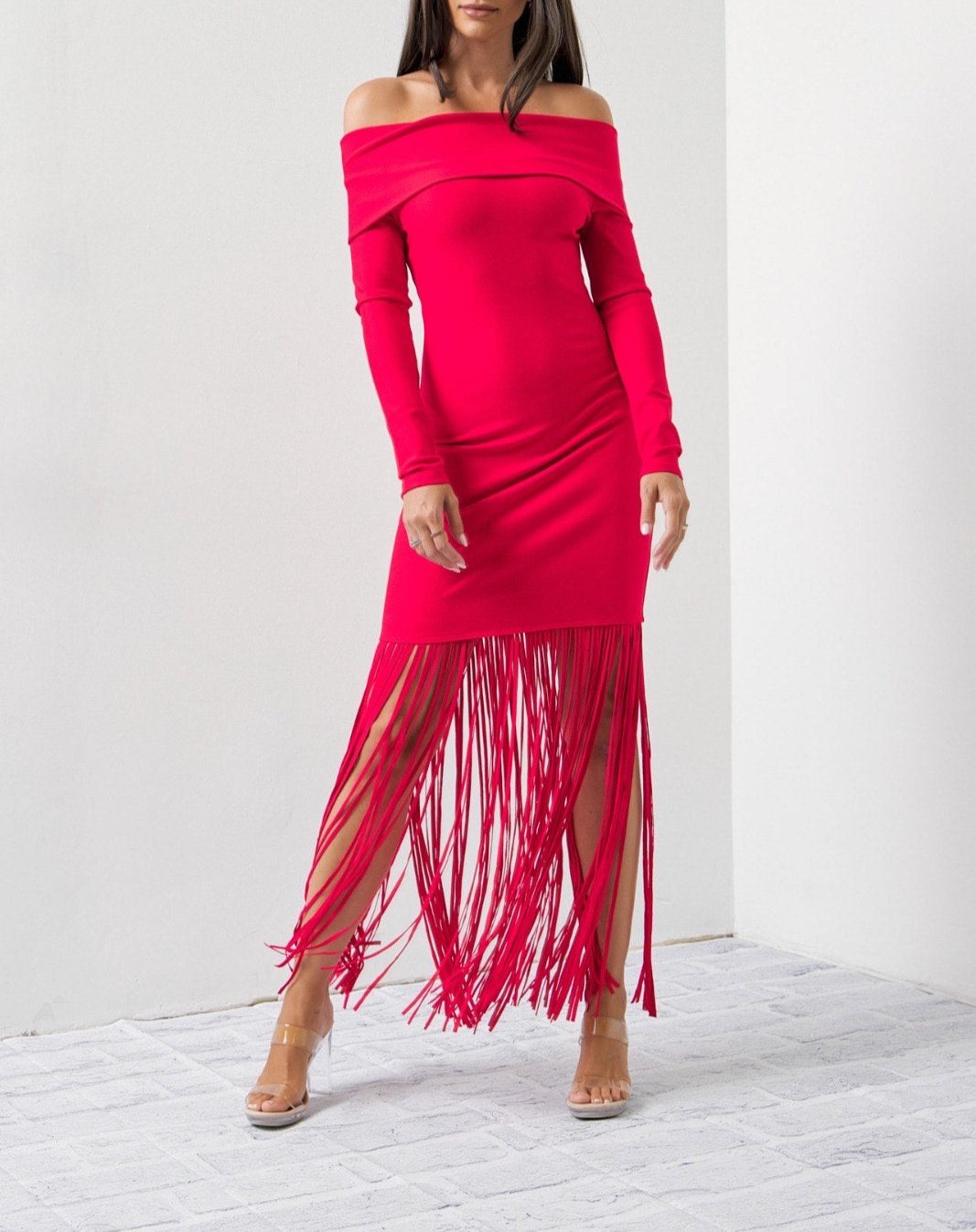 Women's Red Fringe Dress