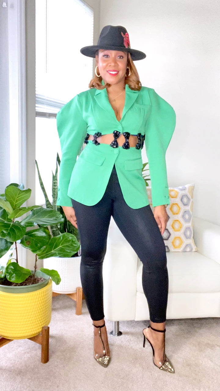 Green Blazer with cut out details