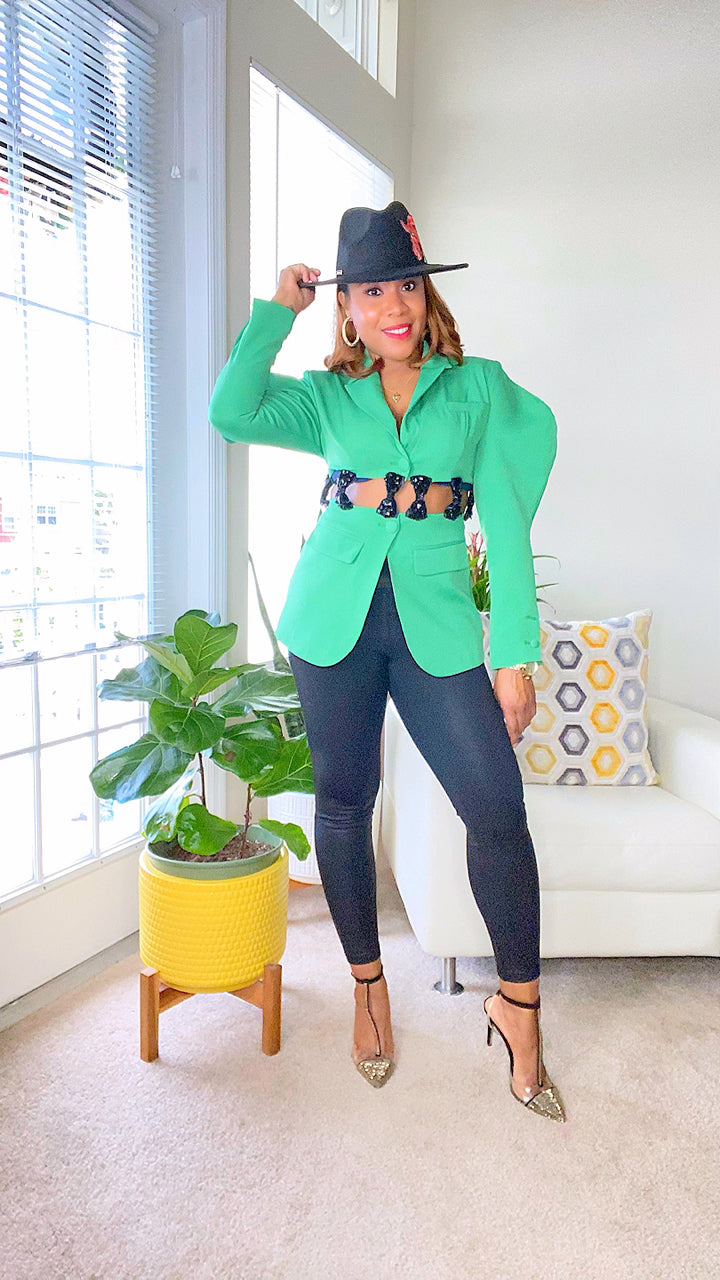 Green Blazer with cut out details