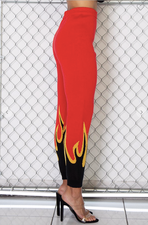 Fire pattern high rise knit joggers